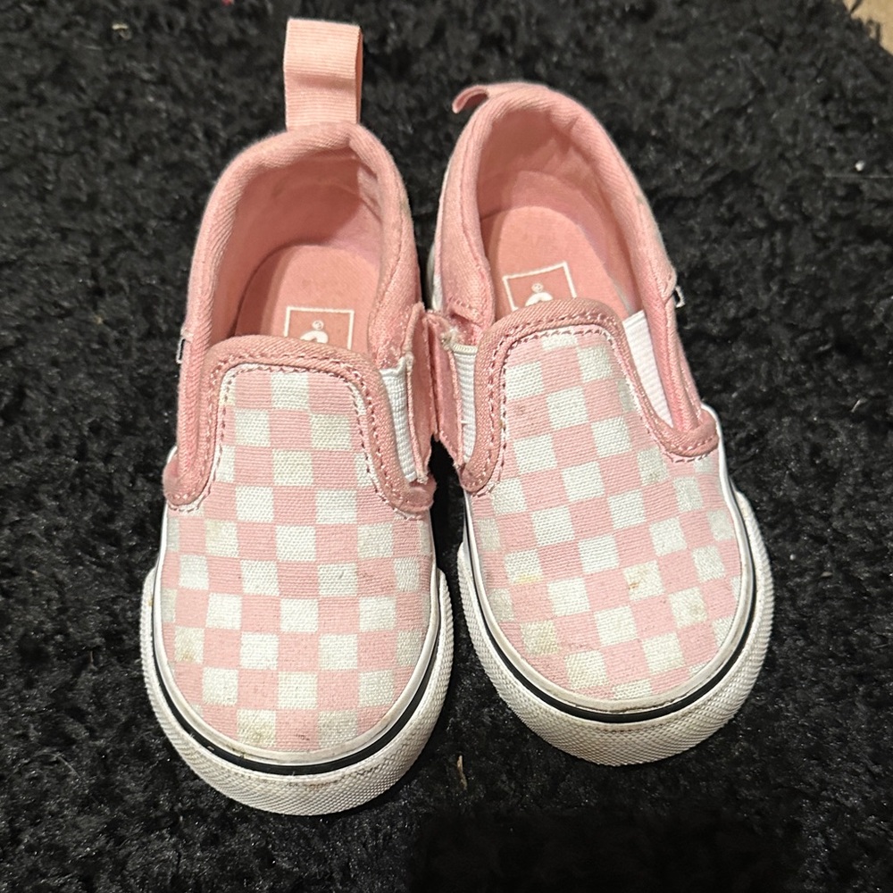 Vans Kids Pink Checkered Slip-On Sneakers
